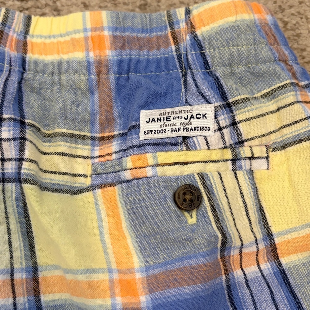 Janie & Jack Linen Plaid Pull Up Shorts, 6 - Picture 7 of 9